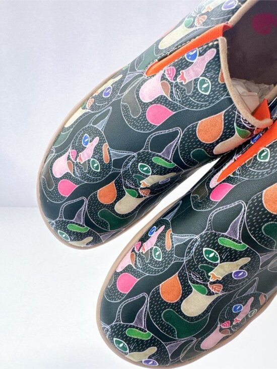 Size 12 Mens UIN Leopard Cat Slip-On Flats Artistic Print Comfort Casual Shoes